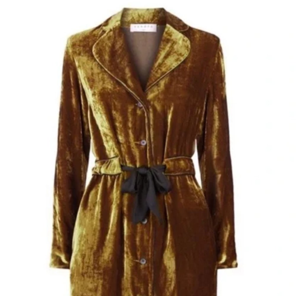 Sandro Mustard Velvet Dress